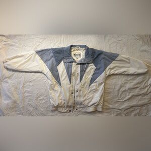 Women's Vintage Bomber Blue and White Jacket